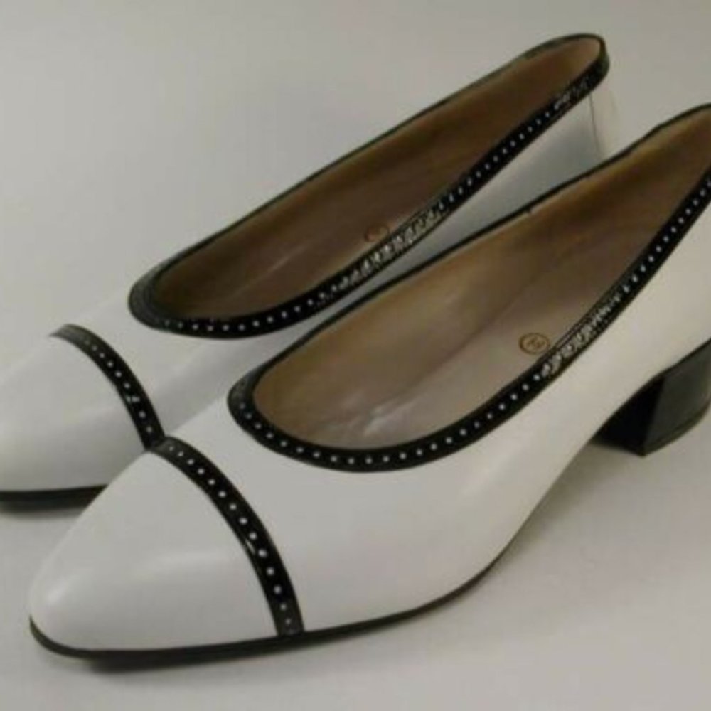 Coco Chanel Vintage white and black cap toe heels. Unworn!